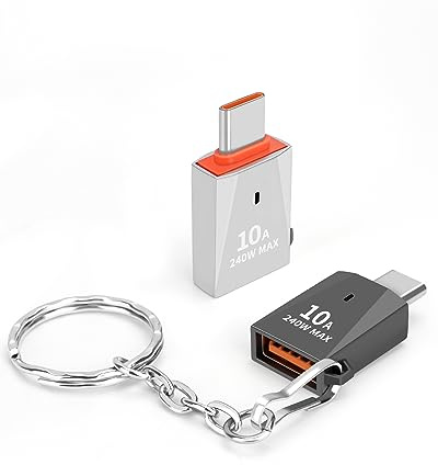 AIYEEN Adaptador USB C a USB de aleación de Zinc actualizado, Paquete de 2, convertidor Tipo C Macho a USB 3.0 Hembra, Adaptador OTG Compatible con Samsung Galaxy Google Pixel (Plata + Negro)