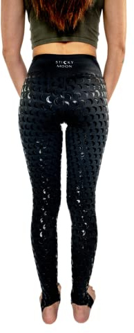 Sticky Moon Pole Dance Leggings mit Grip/Aerial Leggings mit Grip/Pole Dance Kleidung/Schwarze Tanz-Leggings, Schwarz auf Schwarz, XXS