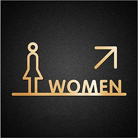 Letrero para inodoro masculino y femenino, letrero para baño Wc, letrero para baño, letrero para inodoro acrílico autoadhesivo (mujeres)