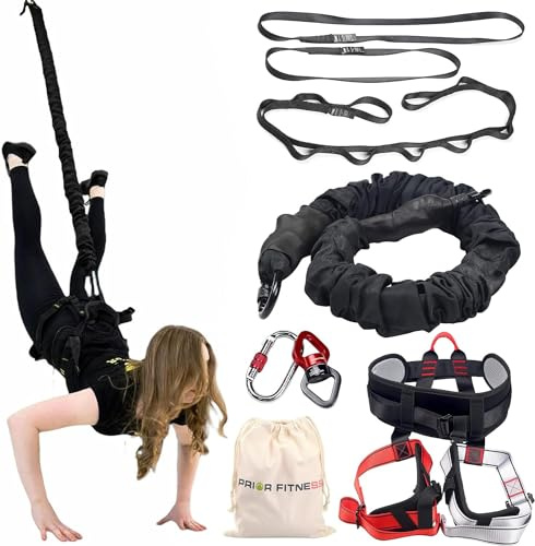 PRIOR FITNESS Conjunto de equipos de fitness Bungee, banda de resistencia flexible, cuerda de baile contra la gravedad para bailar, hogar, gimnasio, mejora la agilidad, la velocidad y el equilibrio