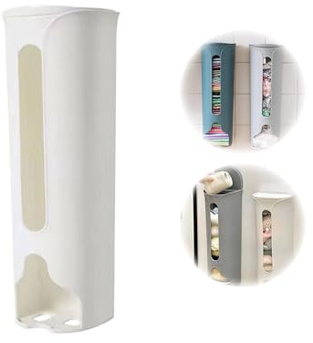 AEbdgdd Plastic Bag Holder, Bin Bag Organiser, Bag Organiser, Bag Drawer Dispenser, Wall Mounted Bag Storage Organiser for the Kitchen, Bin Bag Dispenser, Holder Box, Plastic Bin Bags (White)