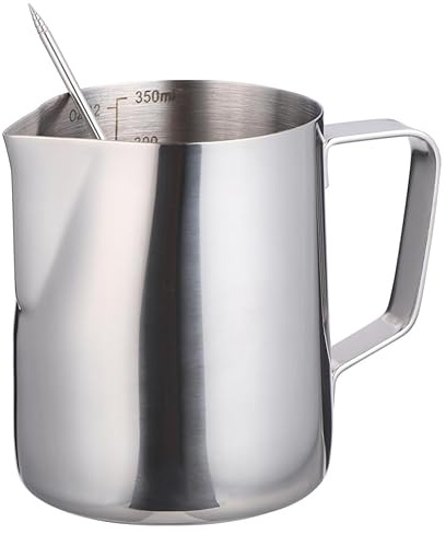 Pichet Lait Mousser Inoxydable le Acier en 350ml | Stylo Latte Art, Capacité 350ml, Graduations Précises, Usage Bars et Fêtes