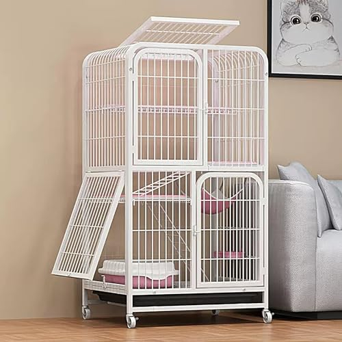 Katzengehege für Den Innenbereich, Katzenhütte, Haustierkäfig mit Rädern, Katzengehege Outdoor, Große Katzenhäuser für Hauskatzen für 1–2 Katzen (Size : 27.9x21.6x50in)