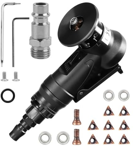 Mini smussatrice pneumatica, portatile mini macchina pneumatica di smussatura, 30000 giri/min, angolo ad arco a 45 gradi, per smussatura in metallo e legno (C lame angolari)