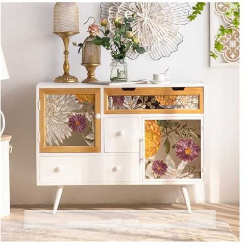 Sideboard Sideboard-Buffetschrank mit Glastür, Akzent-Aufbewahrungsschrank, moderner Schrank, Konsolentisch, Holz-Barschrank for Wohnzimmer, Küche, Speisekammer, Esszimmer, Eingangsbereich Highboard (