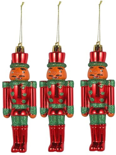 Amosfun 3pcs Christmas Nutcracker Pendant Hanging Nutcracker Ornament Plastic Craft for Christmas Tree Decorations