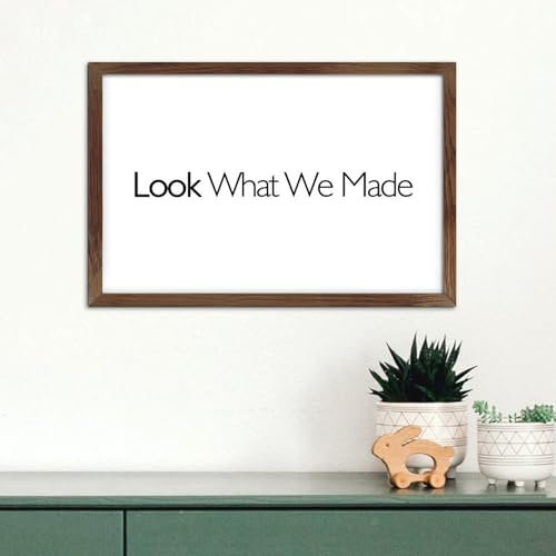Look What We Made Tischdekor-Schilder, rustikaler Holzrahmen, bedrucktes Schild, bemalt, christliche Kunst, katholische Geschenke, Holzwand-Tischschild, Heimdekoration für Waschküche, Fenster, 20,3 x
