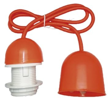 Set mit E27-Lampenfassung mit 1 m langem Kabel und orangefarbener Blüte, ideal zum Personalisieren von Räumen und zur Schaffung von beleuchteten Umgebungen.