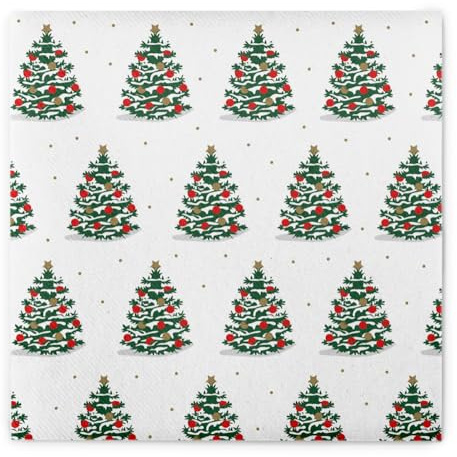 HAPPY PAPER Serviette Nordmaan (Tannenbäume) aus Linclass® Airlaid, Einweg Weihnachtsserviette ideal für Weihnachten & Advent, 40 x 40 cm, 12 Stück