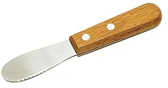 CAFIEDR Butter Knife Multifunctional Kitchen Cutlery Wood Handle Sandwich Cream Mini Size with Jagged Bread Butter Spatula(with serrations)