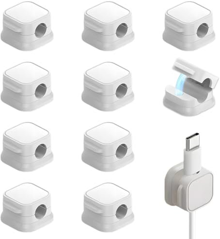 10 organizador de cables, organizador de cables, gancho para cables, clip adhesivo para cables, soporte magnético para cables para escritorio, mesilla de noche, cable de carga, USB