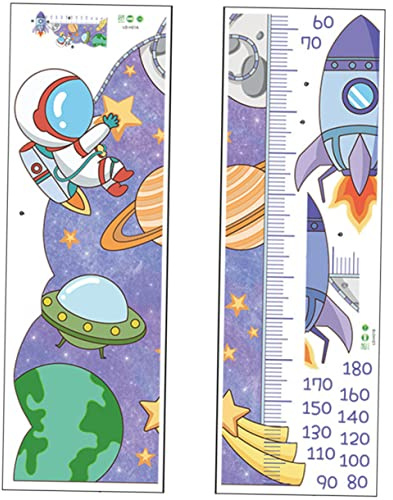 ibasenice 2blätter Astronauten Wandtattoo Für Kinderzimmer Teiliges Messlatte Wandsticker Mit Höhenmessung Und Kreativen Motiven Zur Dekorativen Raumgestaltung Kindergarten Und