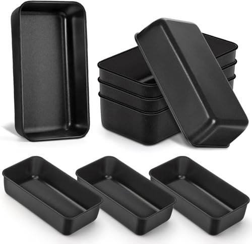LIANYU 8 Pack Nonstick Loaf Pans for Bread Baking, 9x5 Inch Stainless Steel Baking Bread Pans, Small Loaf Tins for Homemade Brownies and Pound Cakes, Dishwasher Safe
