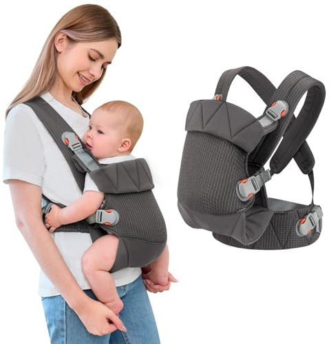 IULONEE Baby Carrier Newborn to Toddler Ergonomic Infant Carrier Wrap Front & Back Backpack Carry Portable Holder Carrier Sling for Toddler Newborn Dark Grey