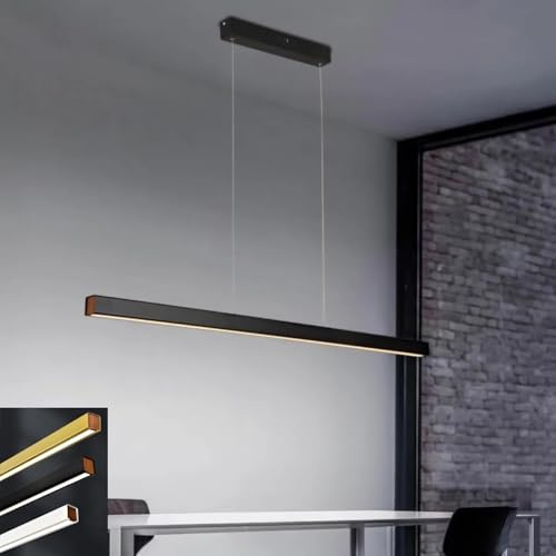 Esszimmer Lampe LED Pendelleuchte Esstisch Dimmbar Kronleuchter mit Fernbedienung Hängeleuchte für Küche Büro Bar Modern Hängelampe Esszimmerlampe Hängend Höhenverstellbar Leuchte (Schwarz, L100cm)