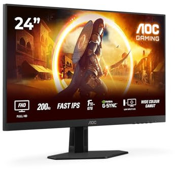 AOC 24G4HRE - 24 inch Full HD Gaming Monitor, 200Hz, Fast IPS, 1ms, G-sync comp, HDR10, Game modes (1920x1080, 2x HDMI 2.0, DisplayPort 1.4)