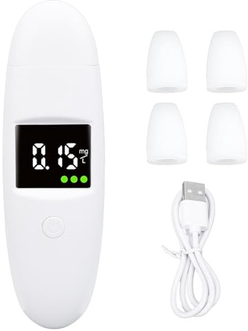 EALRIDV Digitaler Alkoholtester Polizeigenau Mit LCD Display, Professioneller Promilletester Mit 4 Mundstücken Und USB Aufladung Für Autofahrer, Pendler, Partys