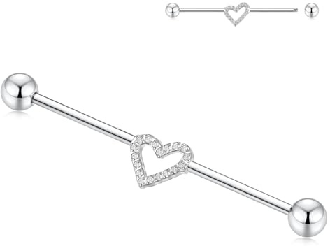 Long Scaffold Bar G23 Titanium Industrial Earring Silver 14G Industrial Barbell 38mm Cartilag Helix Earring Externally Threaded Industrial Bar Jewellery for women men