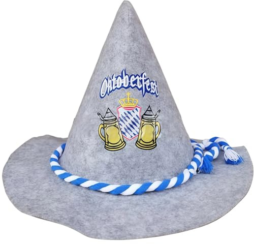 GWAWG Herren Trachtenhut aus Filz, Oktoberfest Hut, Authentischer Bayerischer Seppelhut für Oktoberfest, Karneval und Kostümfeste