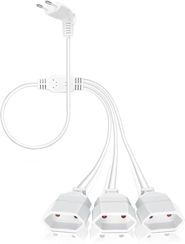 VINATO Alargador Enchufe 3 en 1, Alargador 0.5 Metros, Extension Electrica con 3 Tomas Europeas para Uso en Hogar y Oficina, Cable de Alimentación Plano 250 V/2,5 A