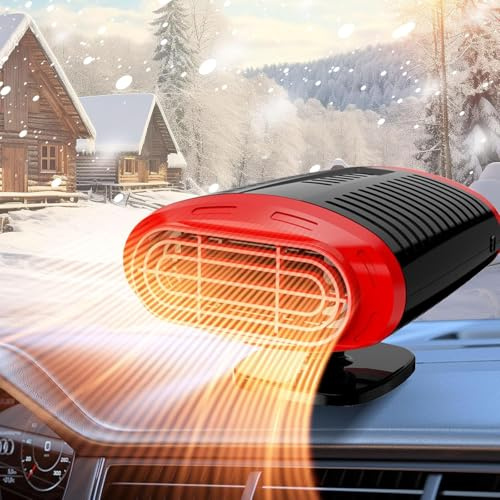 Mupkvy Autoheizung, 12V Tragbare Auto Heizung zum Anschluss an den Zigarettenanzünder, Schnell aufheizender Windschutzscheiben-Defroster mit 360° Drehbarer Autoheizung für Autos