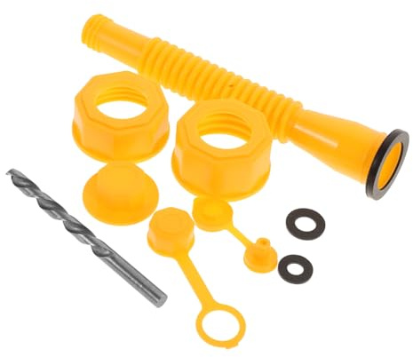 WHAMVOX Kit Tappo Ventilazione Tanica Gas in Plastica con Beccuccio Flessibile e Punta Trapano Installazione Facile per Vecchie Taniche Carburante e Contenitori Antiscivolo Colore Giallo