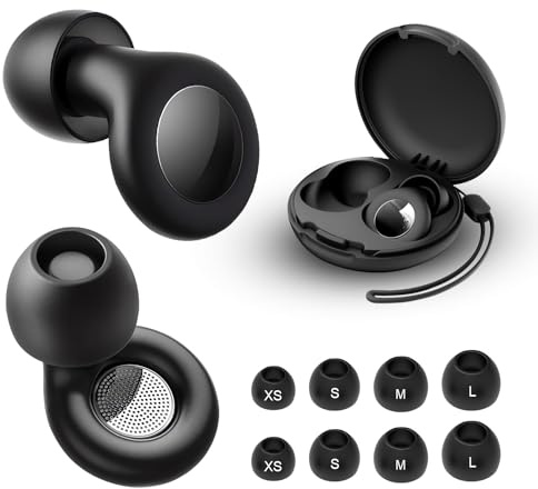 ONGNIUU Tapones para Dormir 30dB Cancelación Ruido, Tapones Oídos Silicona Suave Reutilizables y Lavables con Estuche, 4 Tamaños XS/S/M/L para Dormir, Trabajar, Estudiar, Viajar, Conciertos