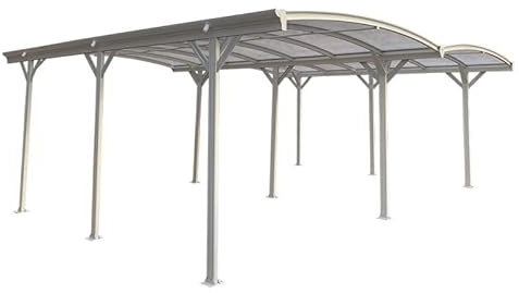 X-METAL Carport Double en Aluminium Blanc et Polycarbonate 6mm 30,30m² | Protection Véhicule Anti-UV avec Kit d'ancrage | Structure Robuste 9 Poteaux, Gouttières Incluses, Garantie 15 Ans