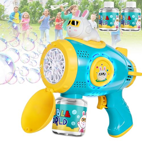 NXPZ Pistola Bolle di Sapone, Macchina per Bolle Automatica per Bambini, 10000+ Bolle al Minuto, Giocattolo Pistola per Bolle Ricaricabile per Matrimonio, Compleanno, Festa, Pasqua (Bleu)