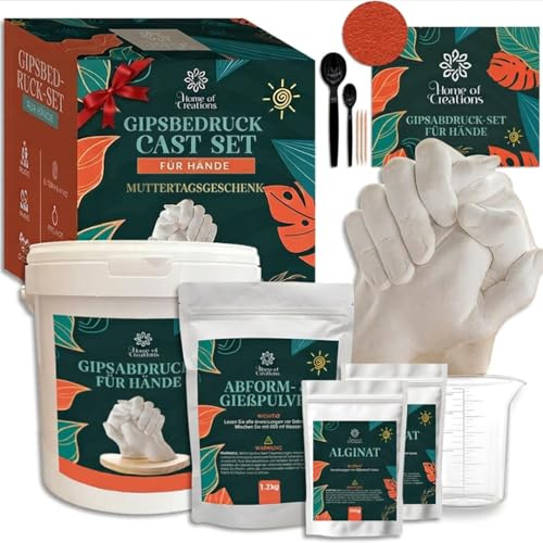Home of creations Handabdruck Set | DIY Set Erwachsene für Gips Gießen Hände | Bastelset für Erinnerungen | Personalisierte Geschenke | Jahrestag Geschenk | für Frauen & Männer | Muttertagsgeschenk