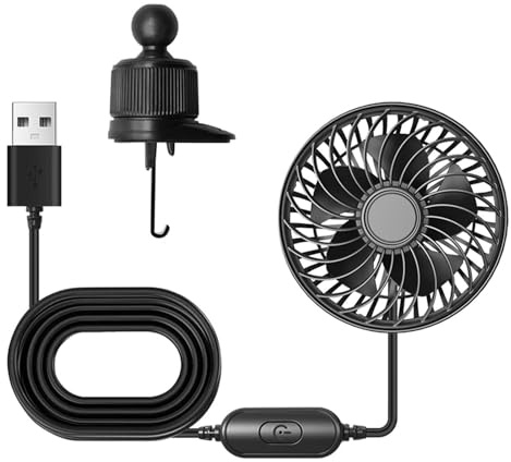 Ventilador De Coche,Enfriador Acondicionador Portátil de 3 Velocidades,5V Ventiladores de Refrigeración para Coche - para Barco, Golf, Avión, Avioneta, Camping, Camión, Vehículo Recreativo, Vehículo y