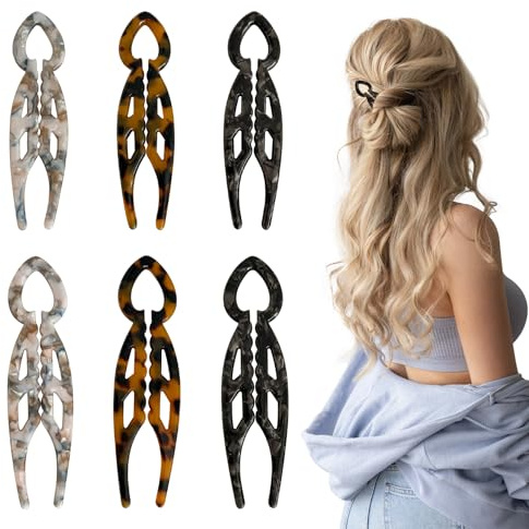 6 Pcs French Hair Pins for Women, 3 Color And 2 Size Prestige Hairpin U Shaped Hair Clips, Elegant Hair Accessories for Women, for Thin, Thick Hair, Bun, Twist Hairstyle Accessories