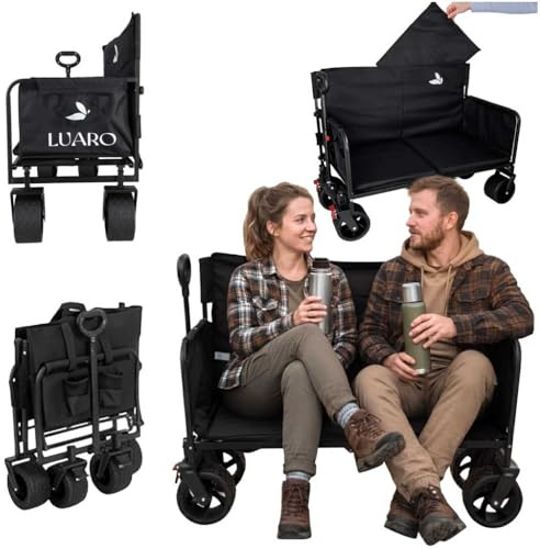 2in1 Carrello Spiaggia con Sedile/Sofa - 150kg, Ruote grandi, Carello Pieghevole Multifunzionale Turistico per Spiaggia, Campeggio, Pesca