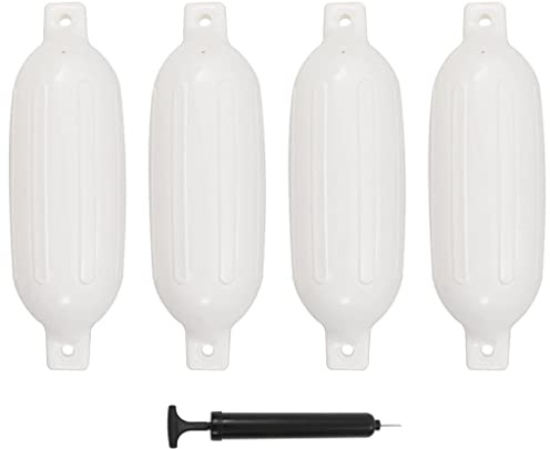 Ziaphsol PVC båtfender 4 st. Vit 58,5 x 16,5 cm för installation på klampa och brygga, med pump, för att säkra vid liggplatsen och yachthamnen