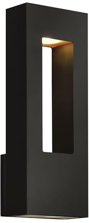 Hinkley Atlantis 1648SKLED Medium LED Wall Mount Lantern - Aluminum, Dark Sky Compliant, Integrated LED, 120v, Dimmable Satin Black