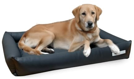 dogsfavorite, Hundebett Starter aus Kunstleder, Hundekissen, Pflegeleicht, 120 x 90 cm, dunkelgrau