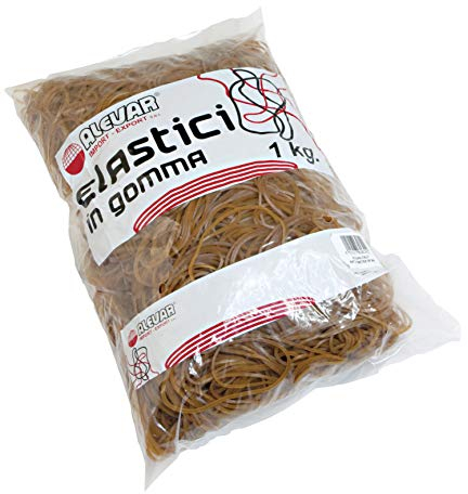 Alevar Elastici in Gomma Para 100%, Diametro 20 mm, Spessore 1,5 mm, Colore Naturale, Confezione in Busta da 1 kg