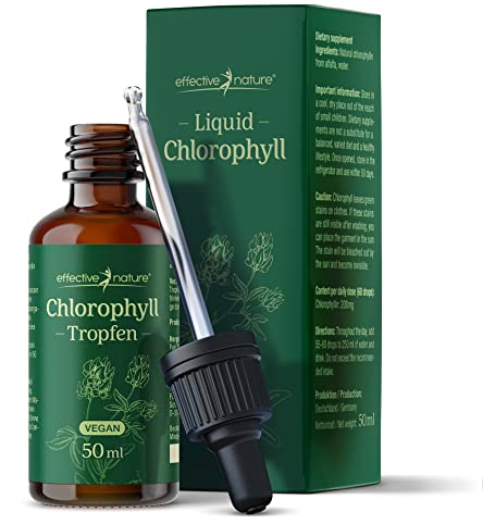 effective nature - Liquid Chlorophyll Tropfen aus Alfalfa - 50 ml - Ohne Konservierungsstoffe - Besonders Natürliches, Flüssiges Chlorophyll