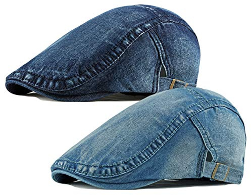 Qunson Mens Denim Cotton Newsboy Cap Ivy Gatsby Driving Hunting Cabbie Hats