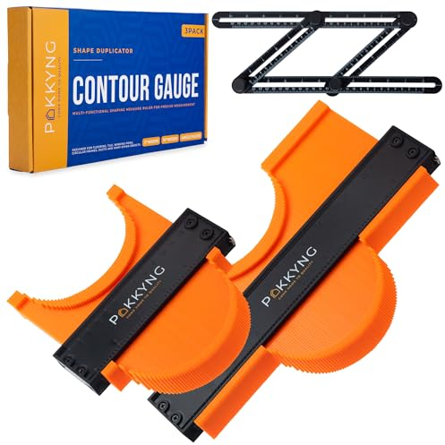PAKKYNG Konturenlehre, 25,4 cm + 12,7 cm (10 + 5 Zoll), mit Schloss und Winkellineal, Winkelmesser, Werkzeug für Holzbearbeitung, Superlehre, Form- und Konturenwerkzeug, Eckenschneider für