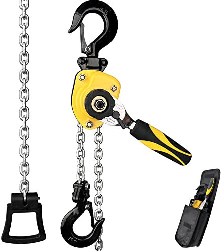 Chain Hoist Mini Puller 550 Lbs 1/4 Ton 5 FT Lift G80 Chain Ratchet Hoist with Hook Portable Workshop Building Treedeng