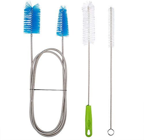 DanziX Flexible Abflussbürste,170,2 cm, doppelendig,Edelstahl,Lange Rohrreiniger mit 2 Stück 25,4 cm Strohhalm-Reinigungsbürsten für Aquarien,Schläuche/Glasrohr,Duschspüle,Abfluss, Küche,3 Stück