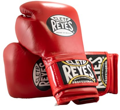 CLETO REYES Training Gloves with Leather Strap & Attached Thumb and Hook & Loop Closure, 16oz, Classic Red