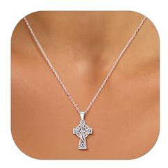PROSILVER Sterling Silver Necklace for Women - Celtic Cross Knot Pendant with Adjustable Chain - Celtic Infinity Love Jewelry with Gift Box