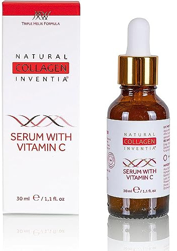 Natural Collagen Inventia 30 ml Serum mit Vitamin C für das Gesicht - Jeder Hauttyp Verbessert das Aussehen Spendet Feuchtigkeit Regeneriert - Entfernt Hautunreinheiten Verleiht Glanz