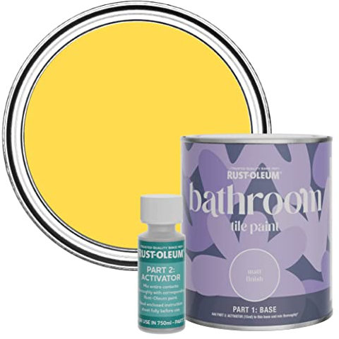 Rust-Oleum Yellow Water-Resistant Bathroom Tile Paint in Matt Finish - Lemon Sorbet 750ml