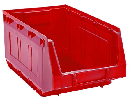 Set 7 contenitori in PEHD a bocca di lupo L 207 x H 165 x P 345 - Rosso