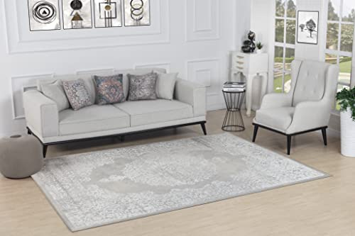 Livabliss Agadir Vintage groß - Wohnzimmer 160x220 cm, Esszimmer, Schlafzimmer, Boho Kurzflor, pflegeleicht in Hellbeige