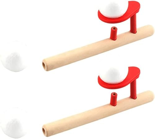 KOMUNJ Juego de 2 juegos de pelota de león para niños, bola flotante, bola de león, silbato de madera, juego de habilidad para niños, dispositivo de respiración, sistema de respiración