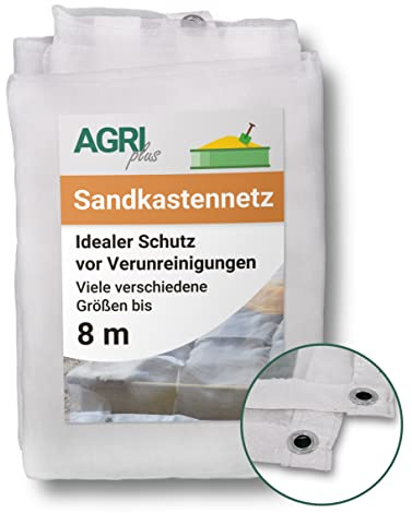AGRI plus Sandkastennetz mit Ösen I 2 x 2,5 m I Verschiedene Maße I Engmaschiges Netz 0,8 x 0,8 mm I Abdeckung für Sandkasten I Abdecknetz mit Randverstärkung I Netz UV-stabil & wasserdurchlässig